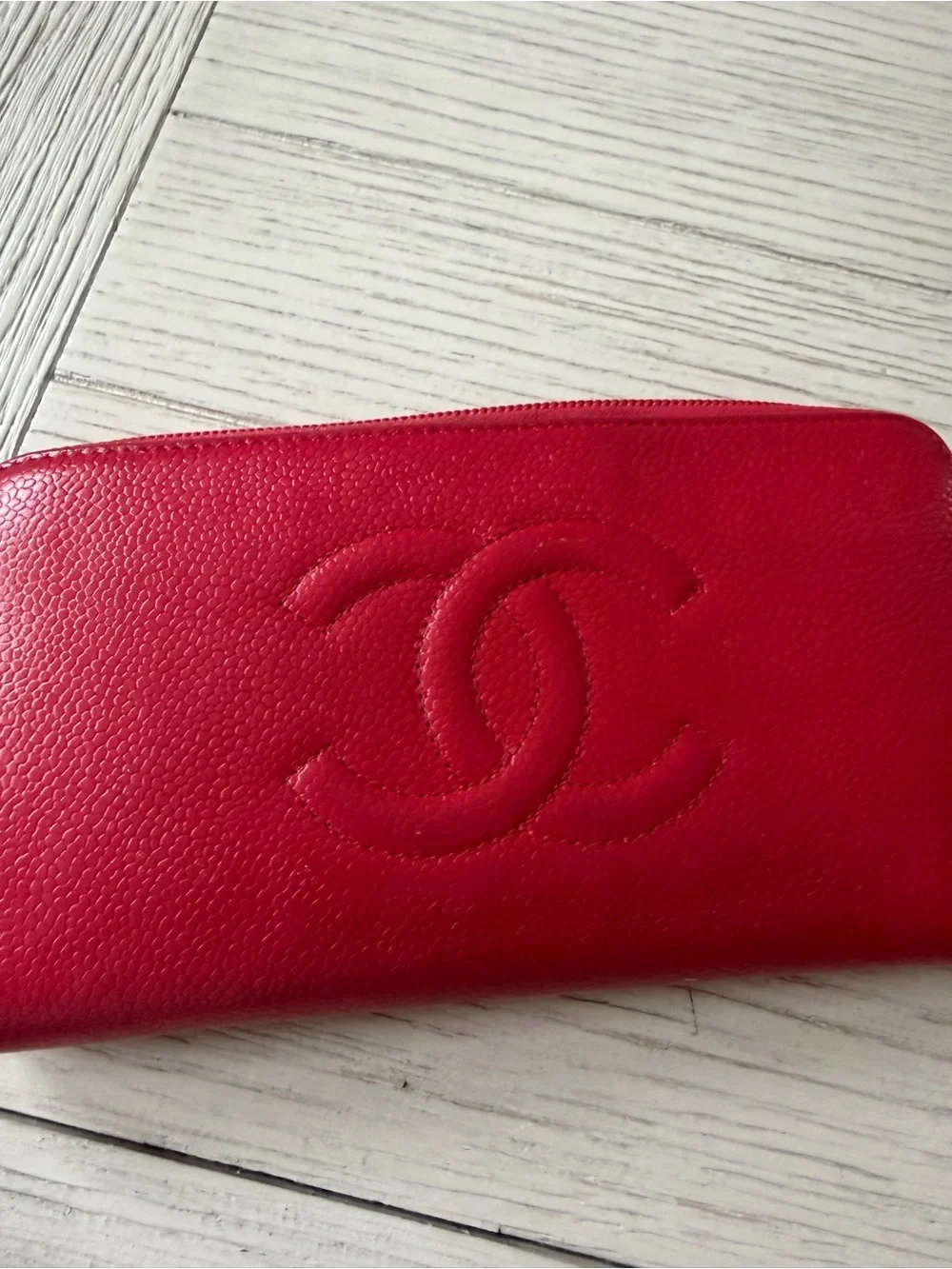 CHANEL CC Logo Zip Around Wallet